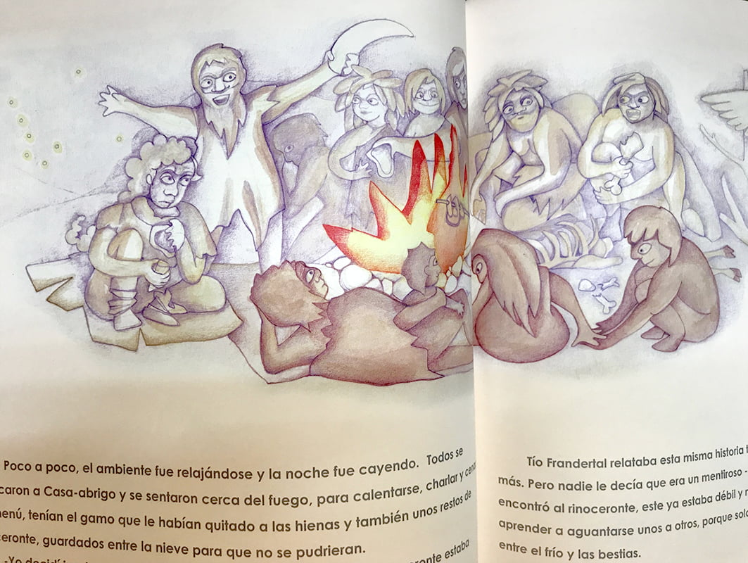 Textos sobre la prehistoria de Rafael Mendoza e ilustraciones de Margarita Lliso 