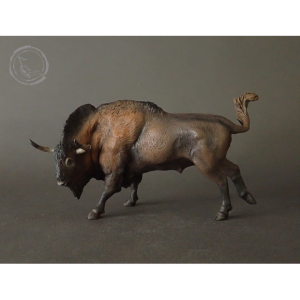 Bisonte estepario (Bison priscus) miniatura pintada a mano